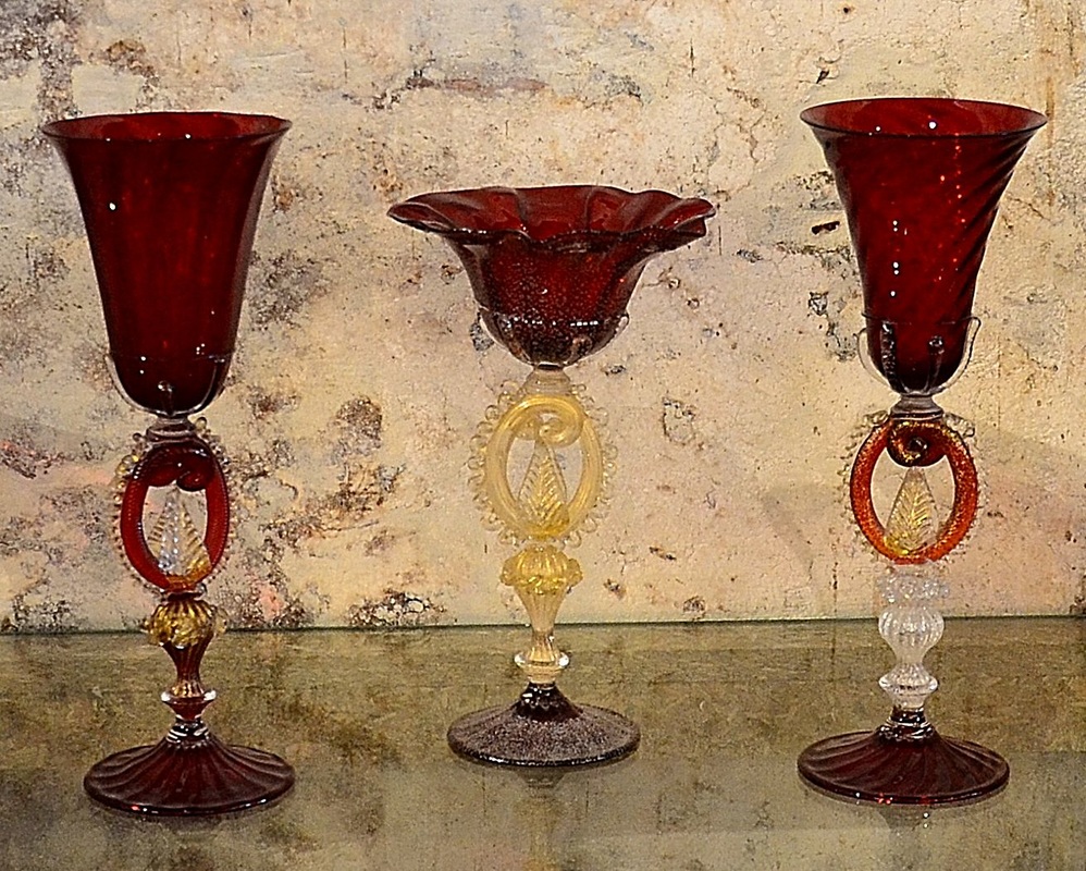 Murano-Glas Gläser, Murano-Glas Weingläser, Murano-Glas Kelche, echtes Murano-Glas, Ex-Kirche Santa Chiara Murano, einkaufen auf Murano, Shopping auf Murano, Murano-Glas einkaufen