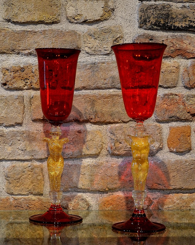 Murano-Glas Gläser, Murano-Glas Weingläser, Murano-Glas Kelche, echtes Murano-Glas, Ex-Kirche Santa Chiara Murano, einkaufen auf Murano, Shopping auf Murano, Murano-Glas einkaufen
