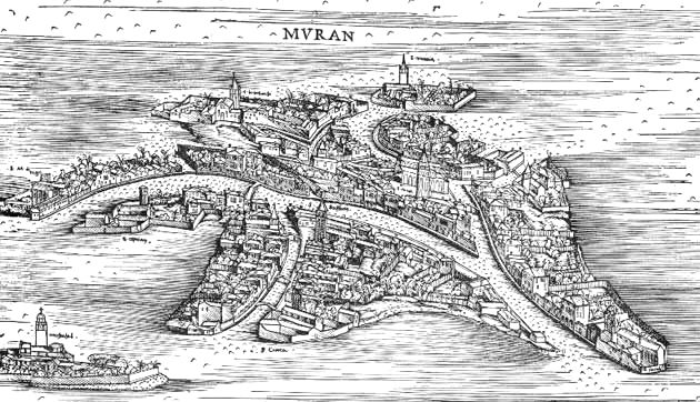 Map of Murano Island, Print of Murano Island Venice, History of Murano, History of Murano Glass, Ex Chiesa di Santa Chiara Murano, History of Murano Island
